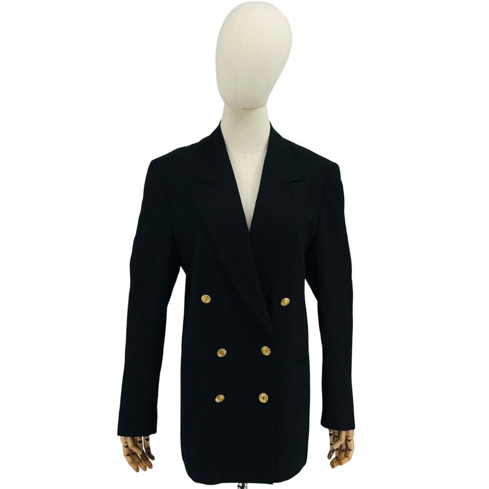 Vintage 90s The J. Peterman Company Black 100% Wool Blazer Tuxedo Jacket